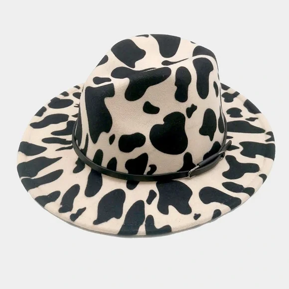 Black & White Animal Print Wide Brim Hat - Picture 1 of 1